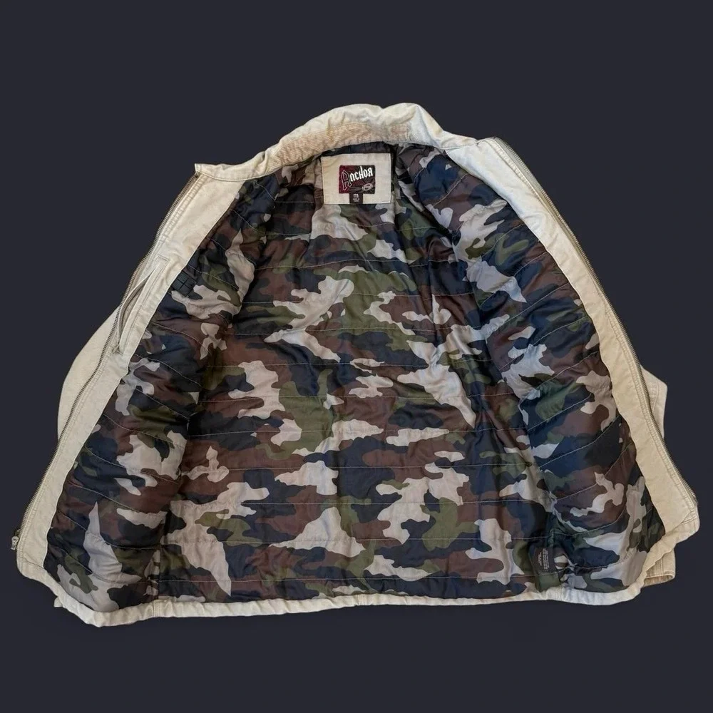 Vintage Anchor Blue Detroit Jacket Camo Quilted Lining Men's Medium Workwear Y2K